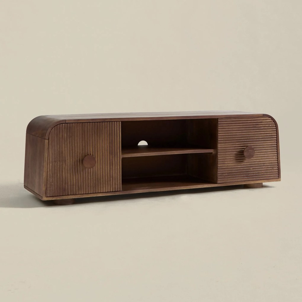 Houten Tv-meubel Met Ronde Hoeken - 140x40x43cm.