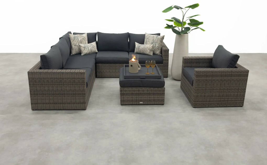 Atlanta wicker loungeset 5-delig – Organic grey - Garden impressions