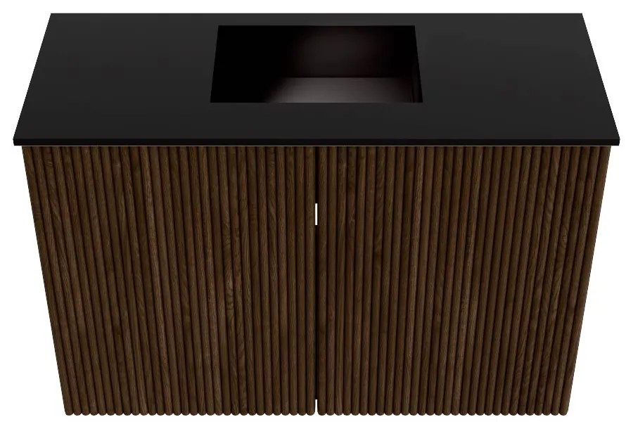 Mondiaz Joya 60cm toiletmeubel walnut met wastafel faye midden zonder kraangat urban
