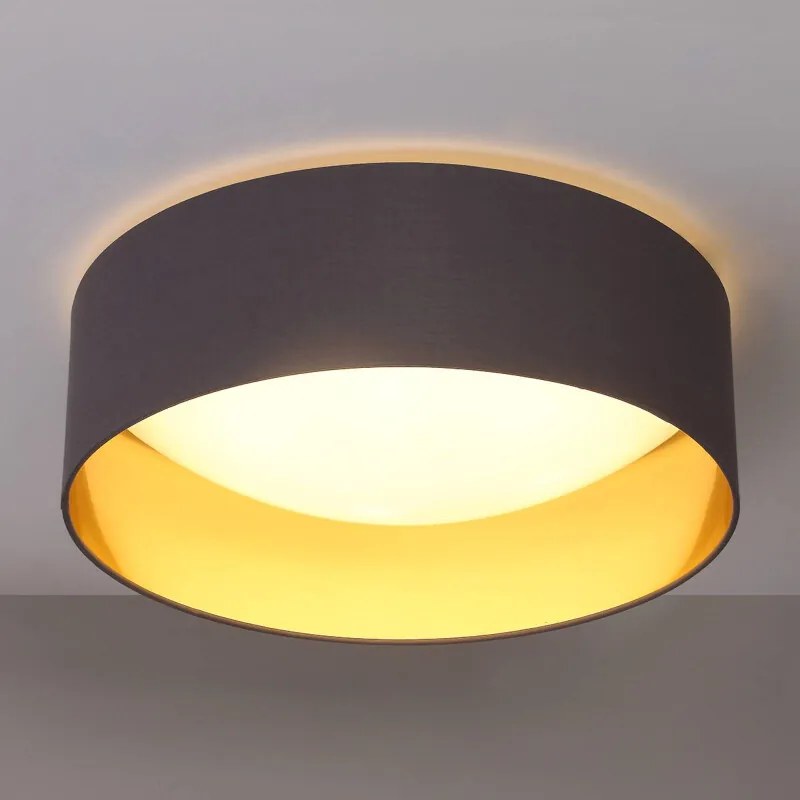 Textielen wandlamp Coleen in grijs, binnenin goud - lampen-24