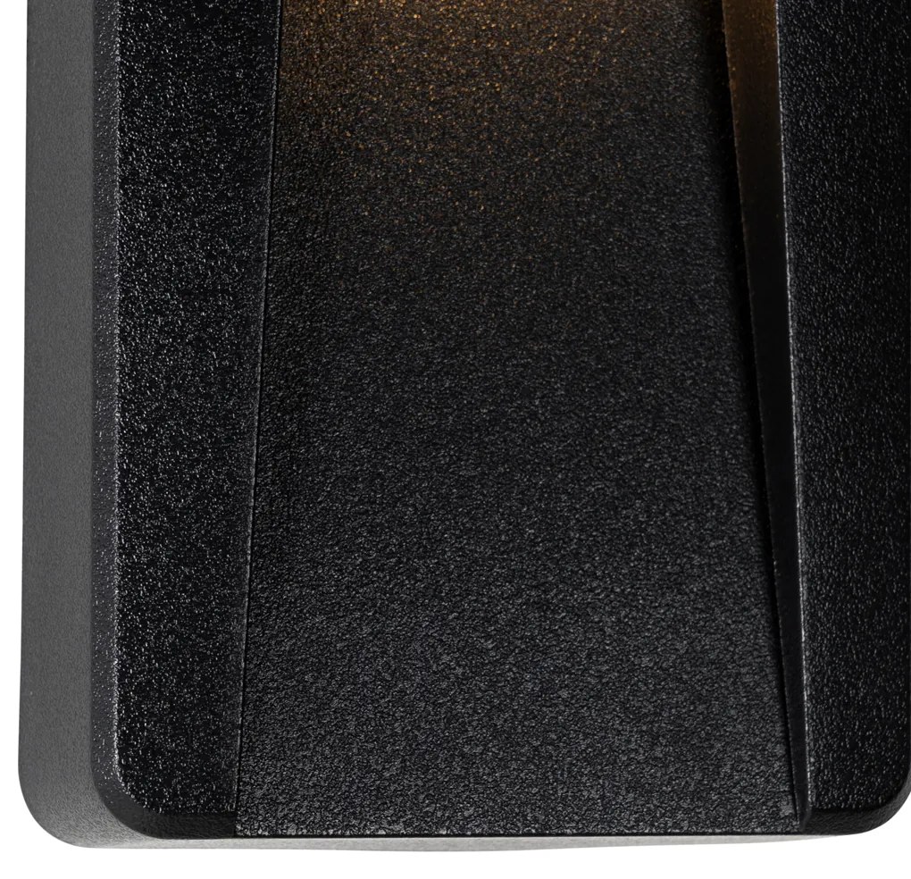 Set van 6 buiten wandlampen zwart rechthoekig incl. LED IP65 - Gem