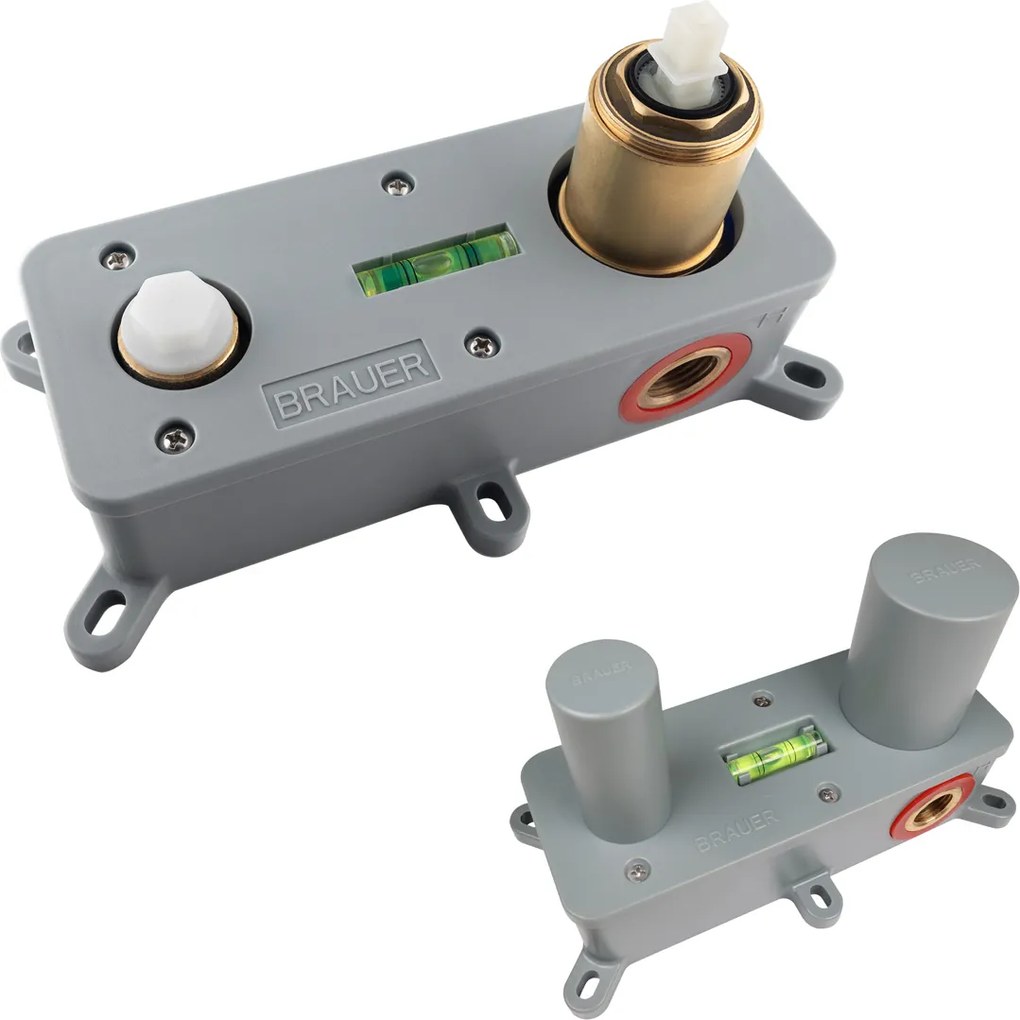 Brauer Stripe inbouw wastafelkraan ColdStart met gebogen uitloop en afdekplaat model A1 messing geborsteld PVD