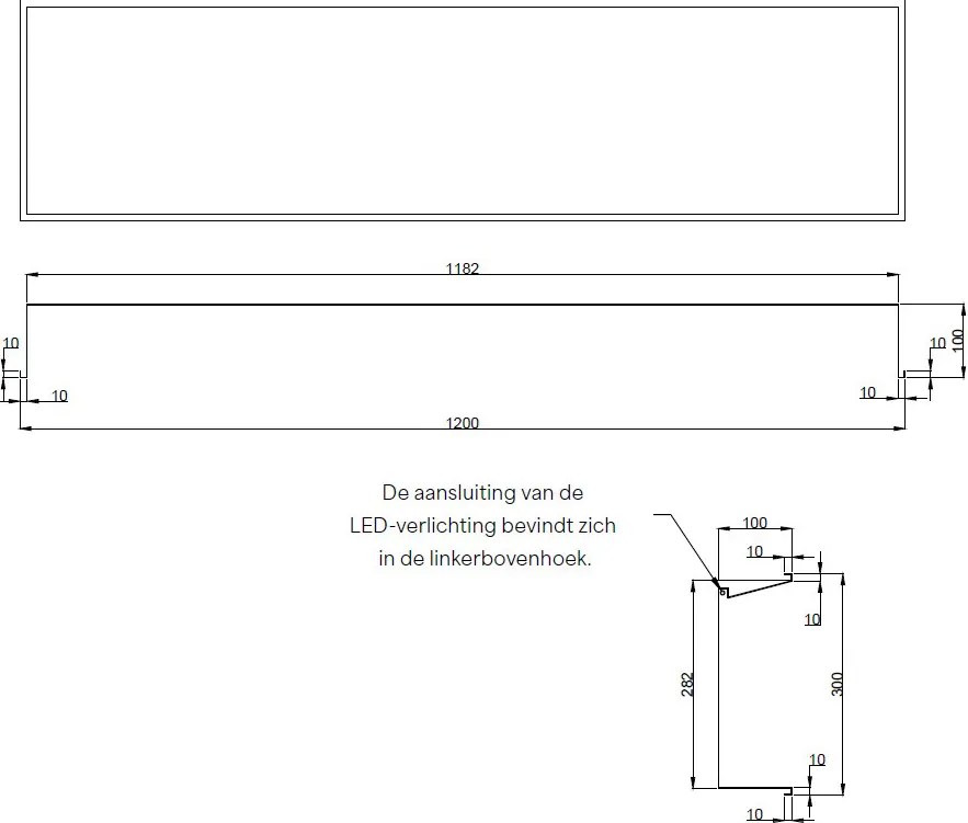 Hotbath &More inbouwnis met verlichting 30x120x10cm tuscan bronze