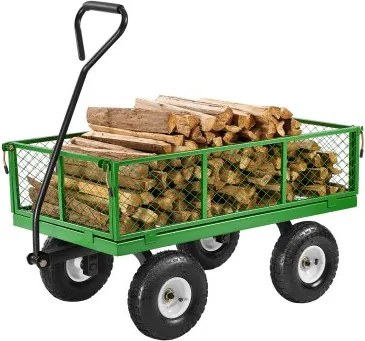VEVOR Handkar 408,23 kg, transportkar, gereedschapskar, tuinkar, steekwagen met 10 inch banden en afneembare gaaszijpanelen (om te bouwen tot laadbak) en 180° draaibare handgreep