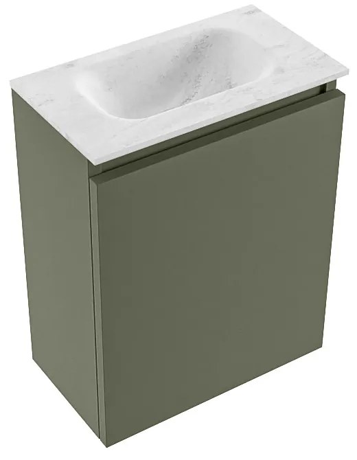 Mondiaz Ture DLux toiletmeubel 40cm army met wastafel opalo midden zonder kraangat