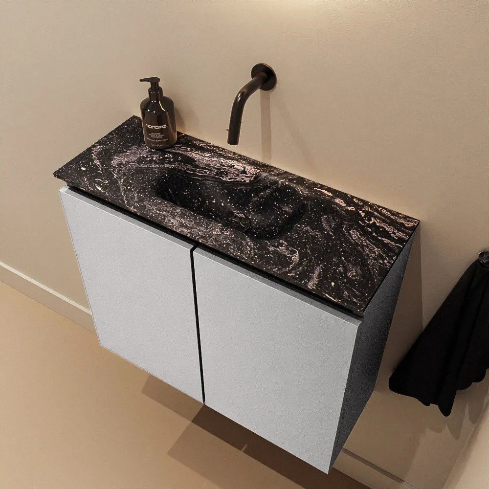 Mondiaz Ture DLux toiletmeubel 60cm plata met wastafel lava midden zonder kraangat