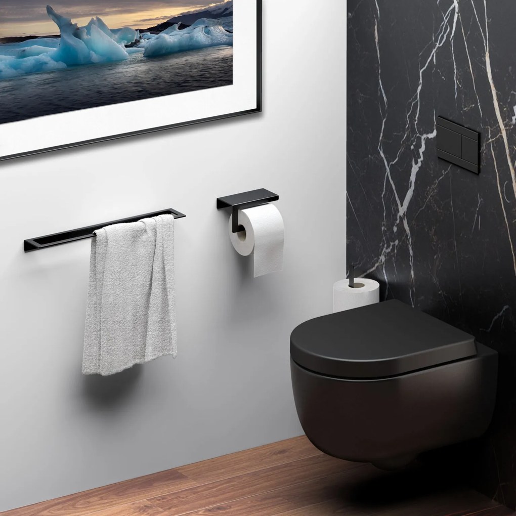 Clou Fold toiletrolhouder met cover zwart mat