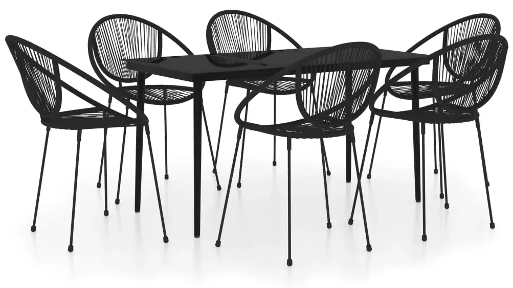 vidaXL 7-delige Tuinset zwart