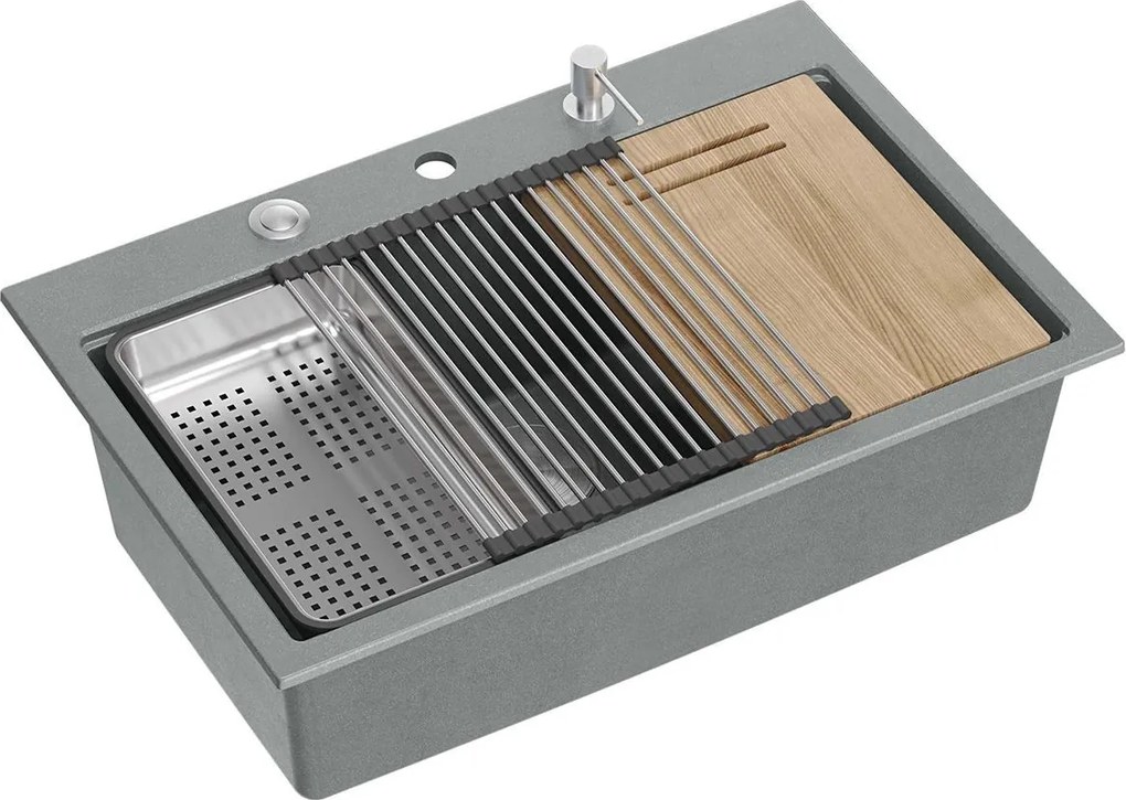 granieten spoelbak MARC 110 WORKSTATION Grey Metallic