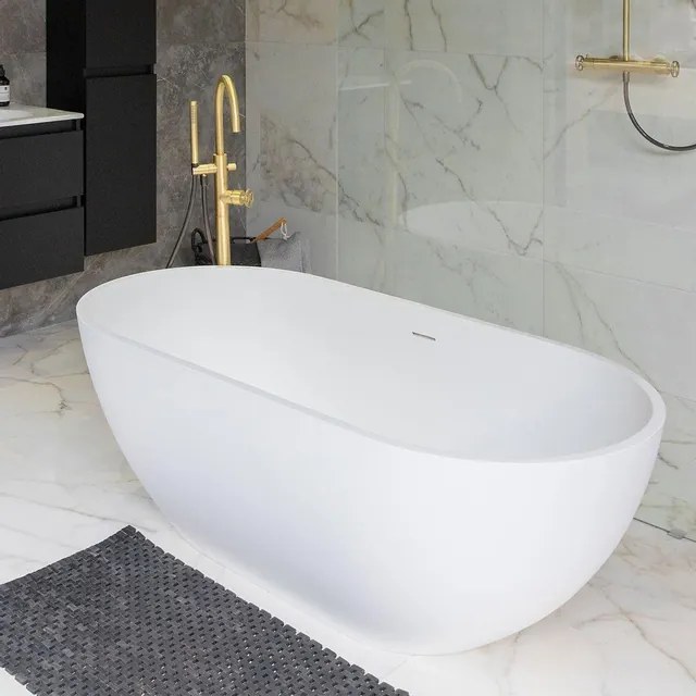 ZEZA Alexia vrijstaand bad - 178x88x52cm - solid surface mat wit JZ8619M