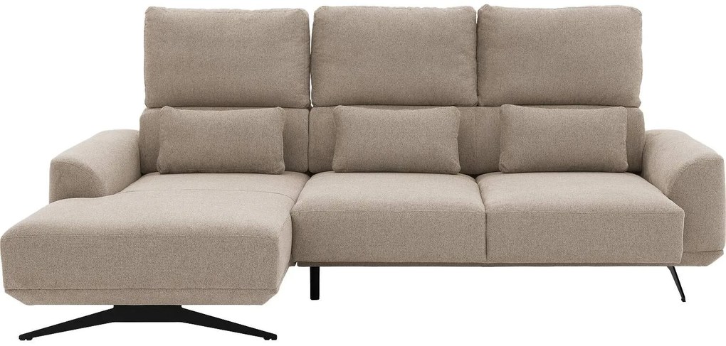 Goossens Excellent Bank Princess Met Elektrisch Uitschuifbaar Zitvlak beige, stof, 3-zits, elegant chic met chaise longue links