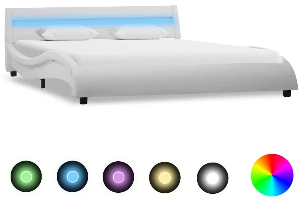 vidaXL Bedframe met LED kunstleer wit 140x200 cm