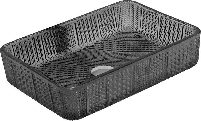 Mexen Akra glazen opbouw waskom 46 x 33 cm, zwart - 24024670