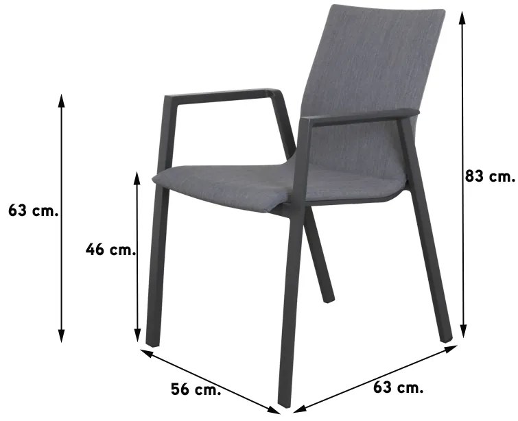 Lima antraciet/Alma 160 cm. tuinset - 5-delig