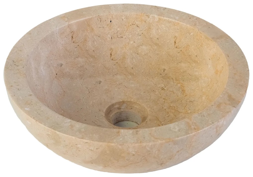 Sanigoods Ellie waskom rond gepolijst 35x12cm crème marmer