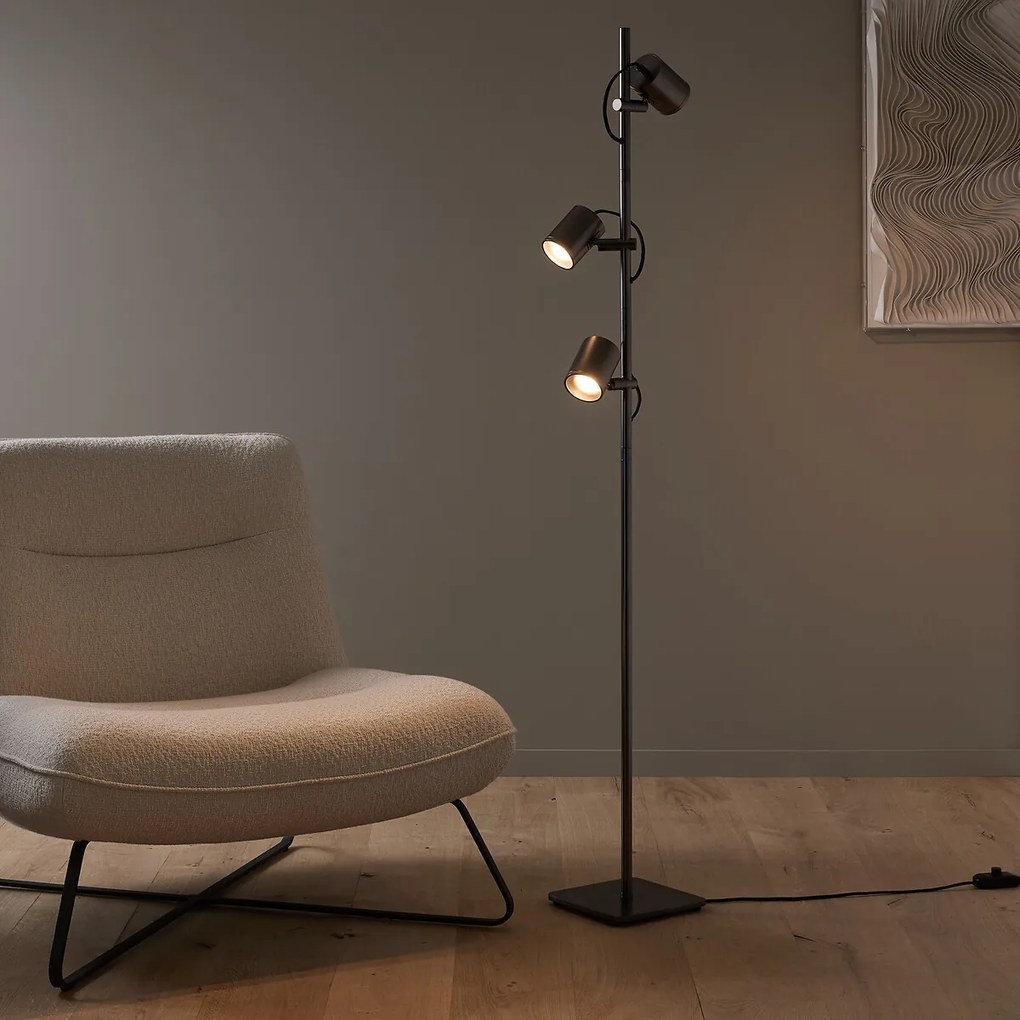 Staande lamp met 3 verstelbare grafiet spots, Girevole