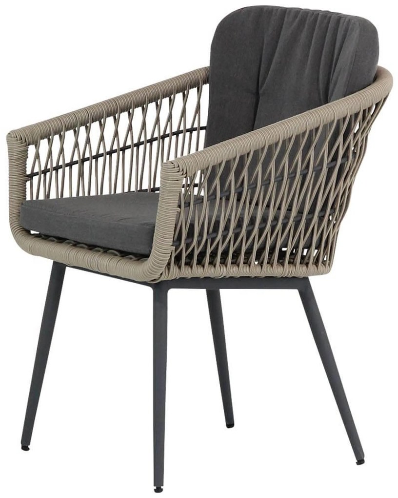 Tuinset Ronde Tuintafel 6 personen 140 cm Rope Taupe Lifestyle Garden Furniture Western/Graniet