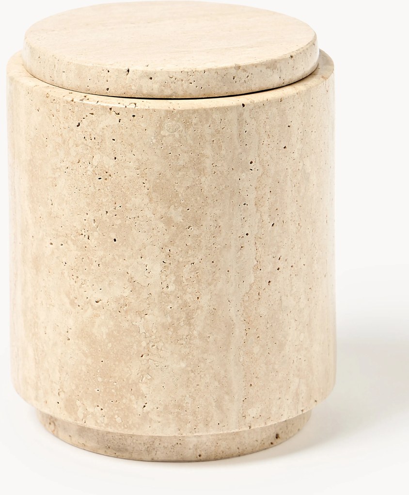 Travertijnen opbergpot Susan, H 14 cm