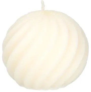 Kaars gedraaide bol, rustiek wit,Ø8 cm