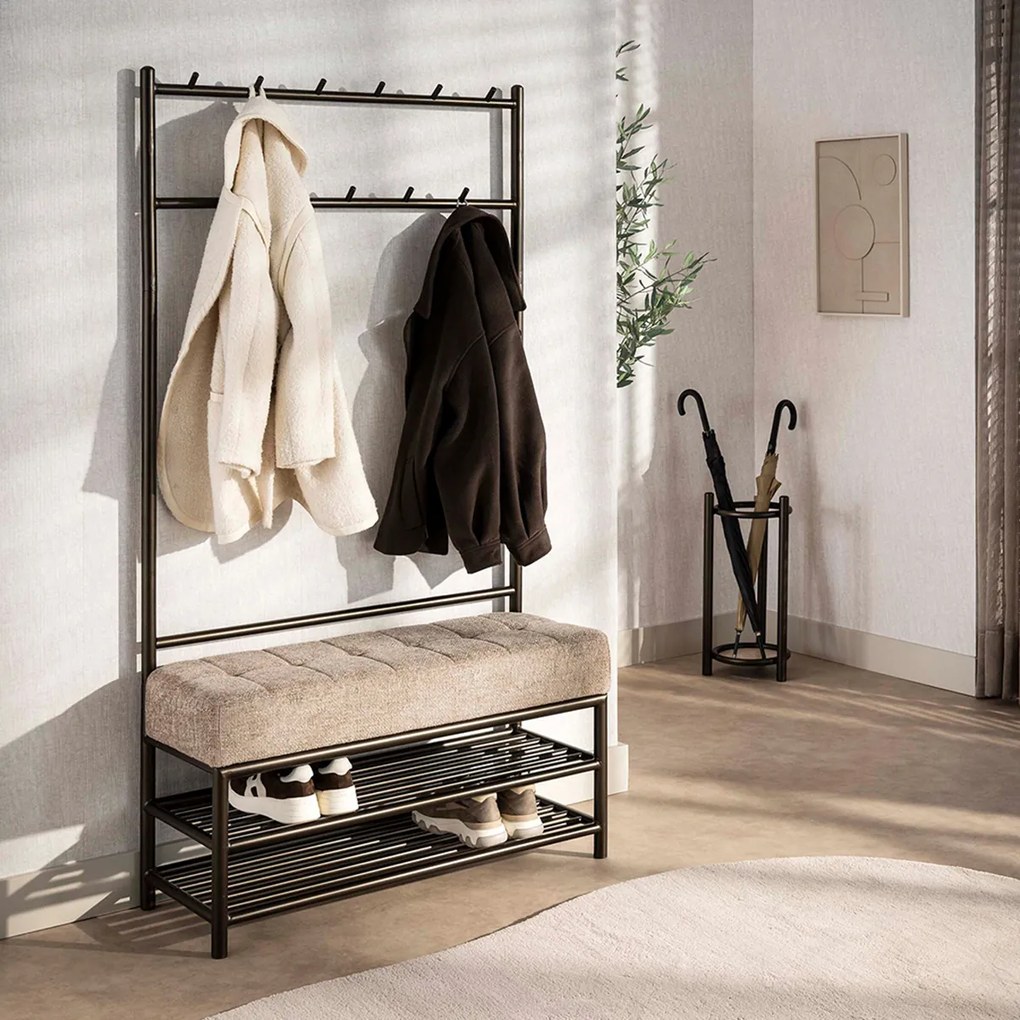 Garderobebank Met Brons Frame En Stof