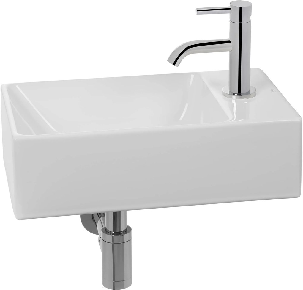 Ben Stelvio fonteinset met chromen kraan rechts glanzend wit keramiek