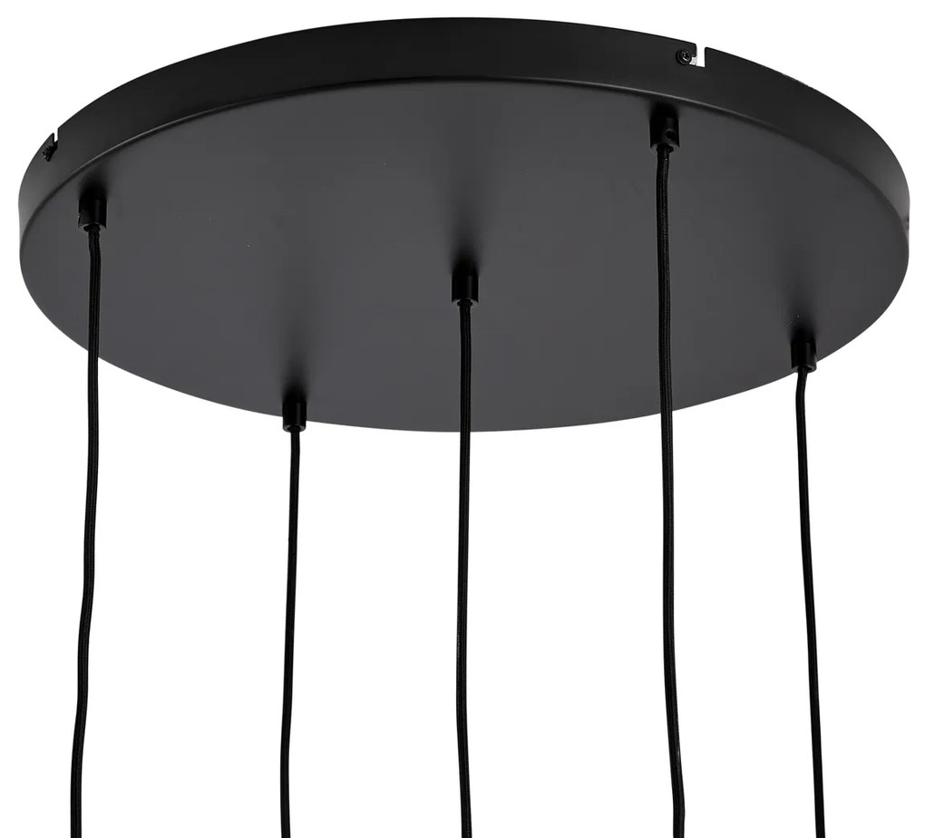 Hotel Chique hanglamp zwart en goud met groen glas 5-lichts - Zuzanna