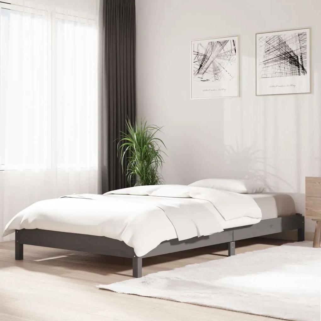 vidaXL Bed stapelbaar 80x200 cm massief grenenhout grijs