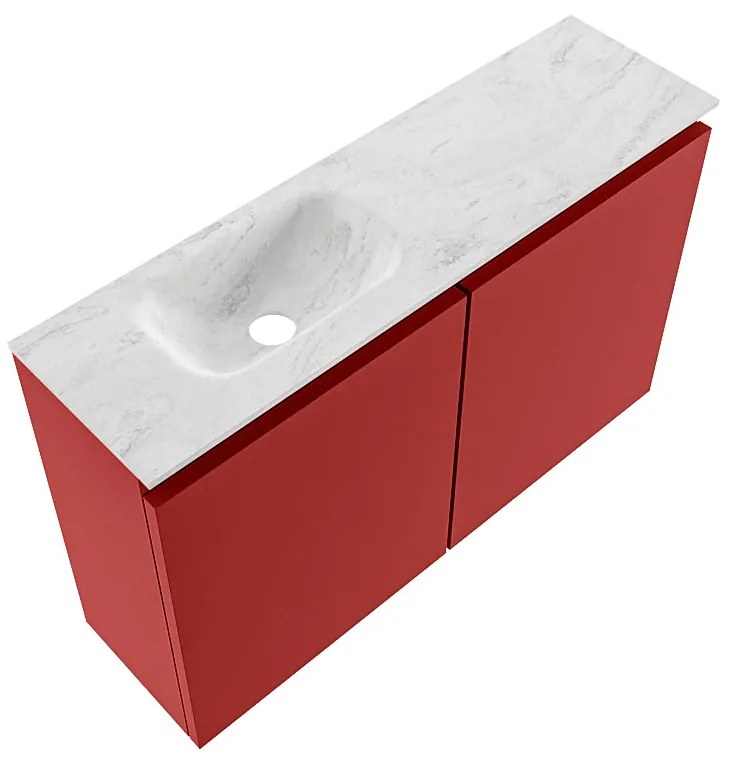 Mondiaz Ture DLux toiletmeubel 80cm fire met wastafel opalo links met kraangat