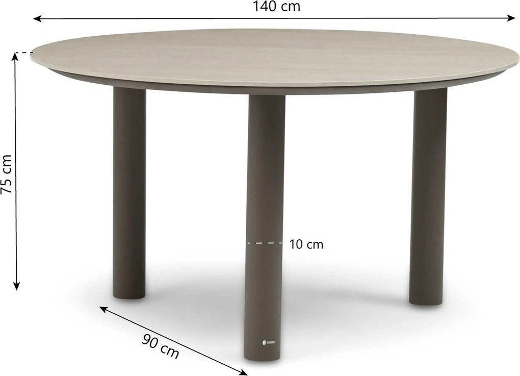 Dining Tuintafel rond 140 cm Taupe Trino