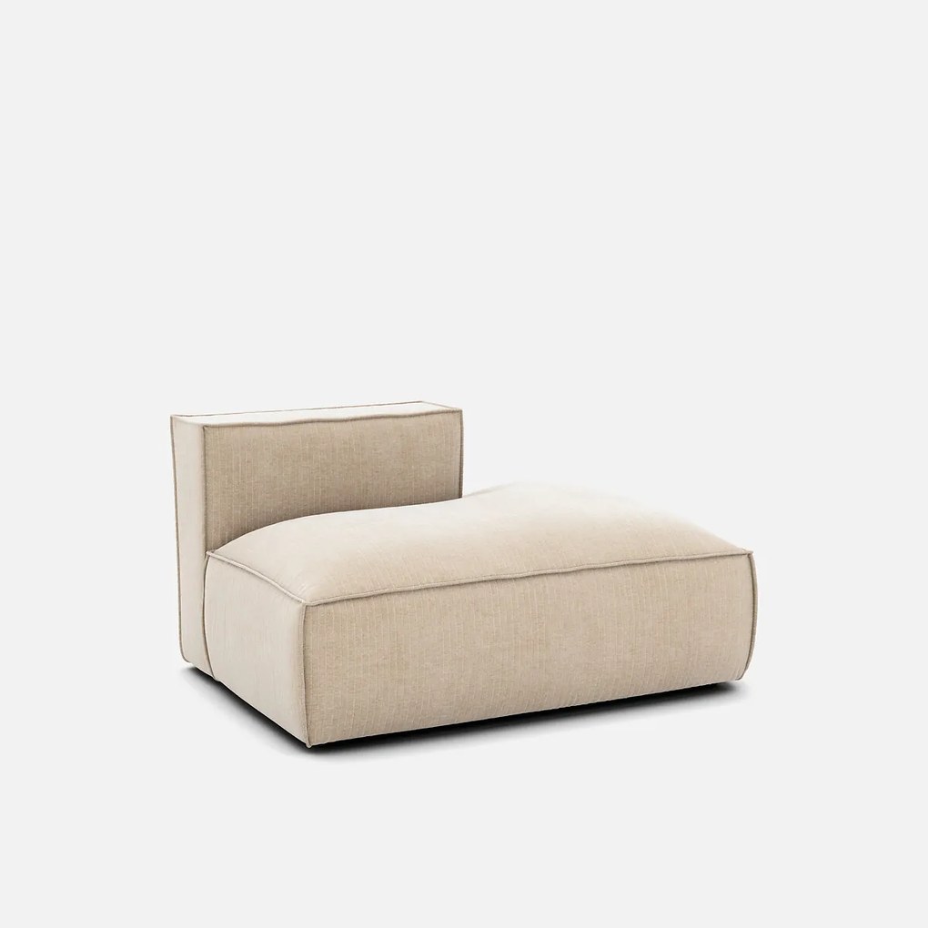 Loungebank element rechts voor modulaire bank, in vintage ribfluweel, SEVEN