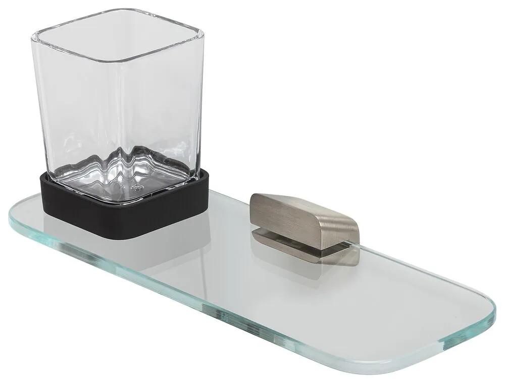 Geesa Shift glashouder RVS geborsteld met planchet van transparant glas