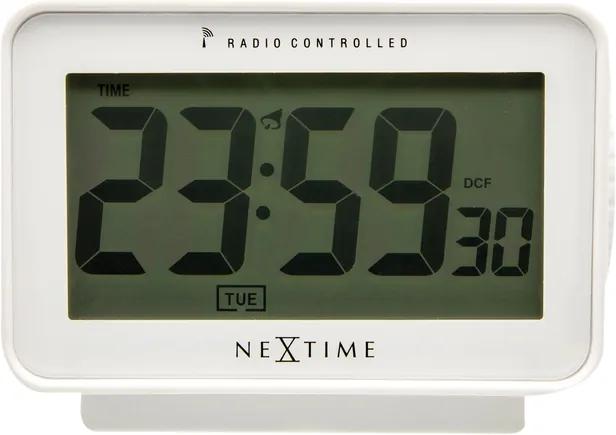 Wekker 12.3 x 8.8 cm, plastic, mat wit, 'Easy Alarm' Radio Controlled