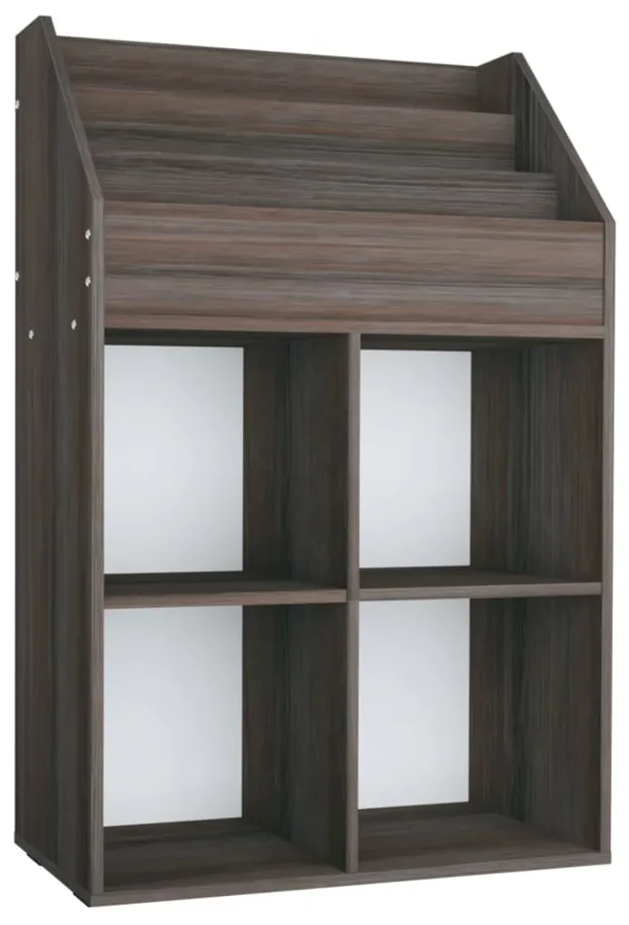 vidaXL Kindertijdschriftenrek 71x30x114 cm spaanplaat grijs en eiken