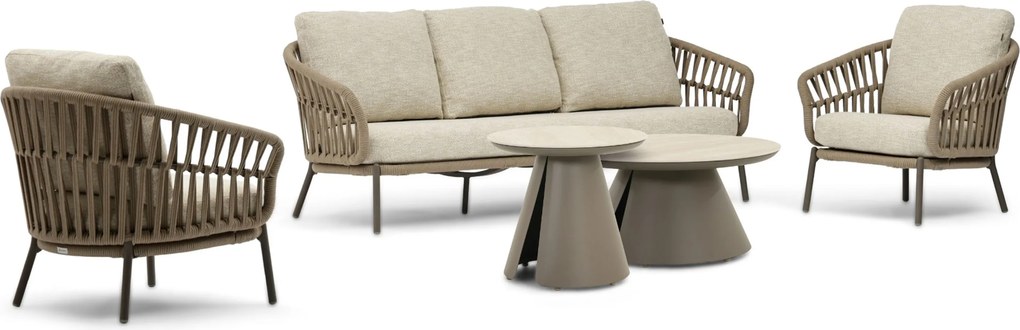 Stoel en Bank Loungeset 5 personen Rope Zand/Beige  Coco Viento/Cayora