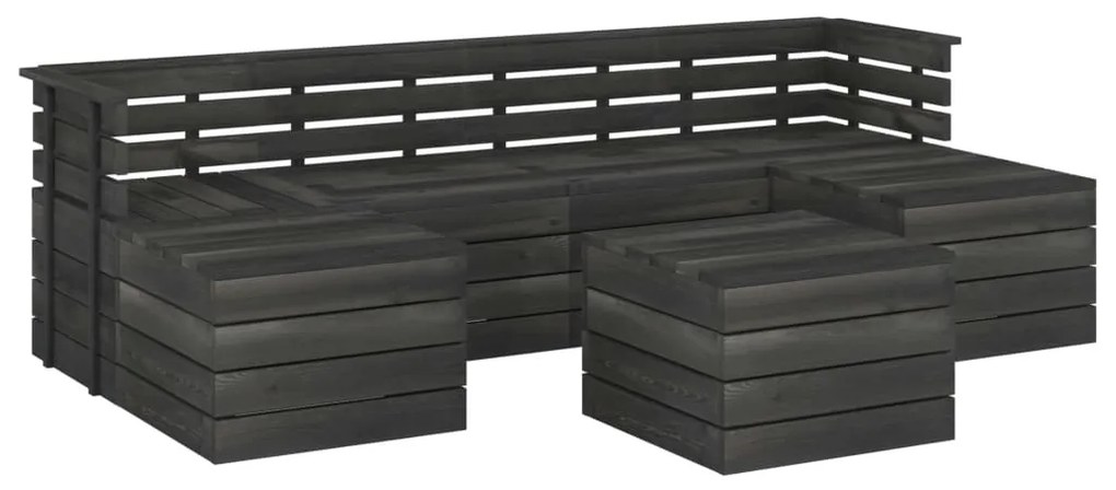 vidaXL 7-delige Loungeset pallet massief grenenhout donkergrijs