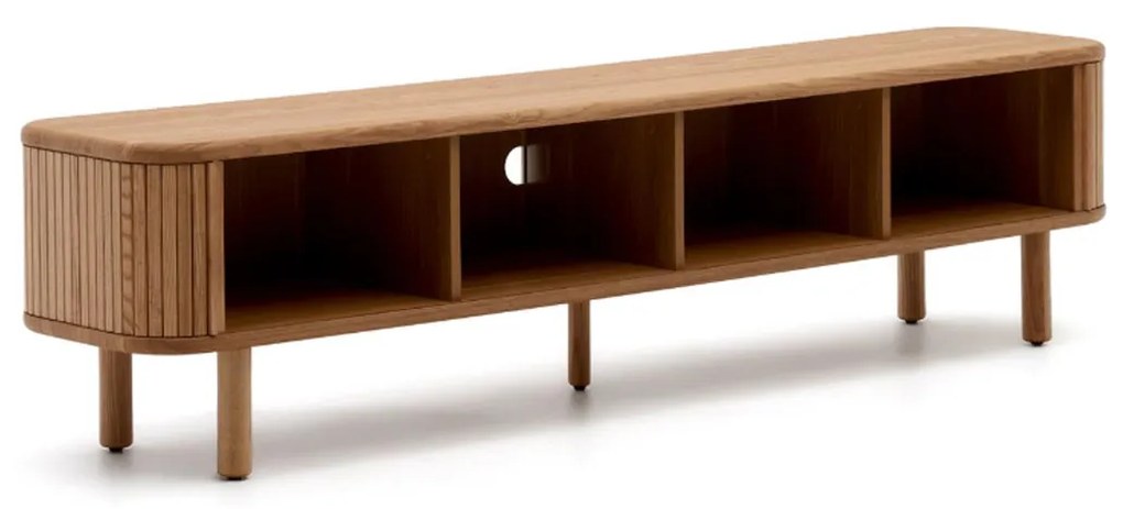 Kave Home Mailen Houten Tv-meubel Met Latjes Schuifdeuren 200 Cm Naturel - 200x40x50cm.