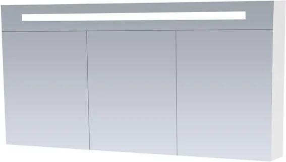 Spiegelkast Delia 140x70x15cm MDF Hoogglans Wit LED Verlichting Lichtschakelaar Stopcontact Binnen en Buiten Spiegel
