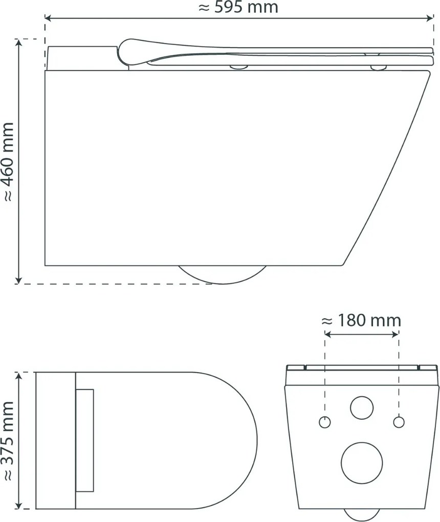 Schutte Cesari Premium randloze douche wc met Slim toiletzitting wit glans