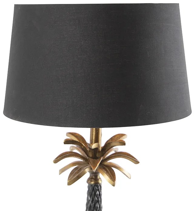 Art Deco tafellamp brons met zwarte kap 35 cm - Areka Art Deco E27 rond Binnenverlichting Lamp