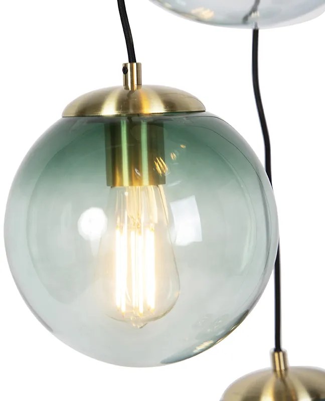 Smart hanglamp met dimmer messing 7-lichts incl. Wifi ST64 - Pallon Art Deco E27 bol / globe / rond Binnenverlichting Lamp