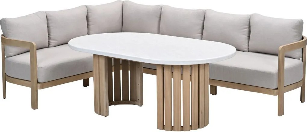 Garden Impressions Sirocco lounge dining set 3-delig links - acacia - grey sand