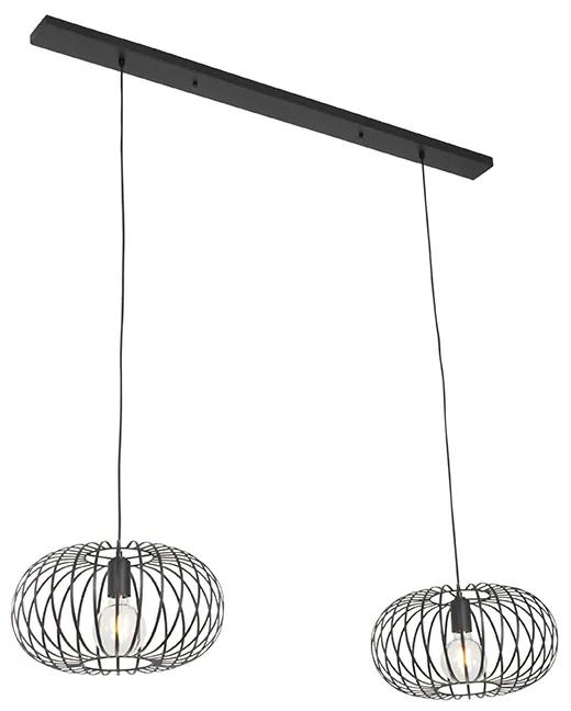 Eettafel / Eetkamer Design hanglamp zwart 2-lichts - Johanna Design E27 Binnenverlichting Lamp