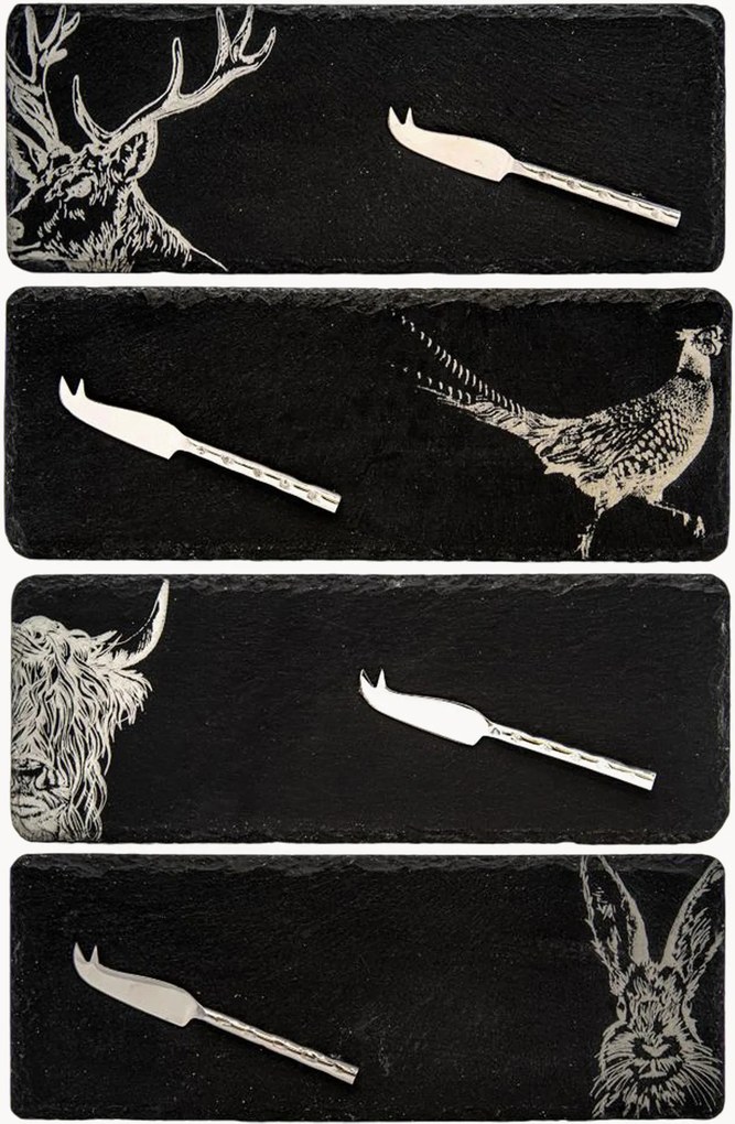 Kaassnijplanken Country Animals met kaasmes, 4-delig