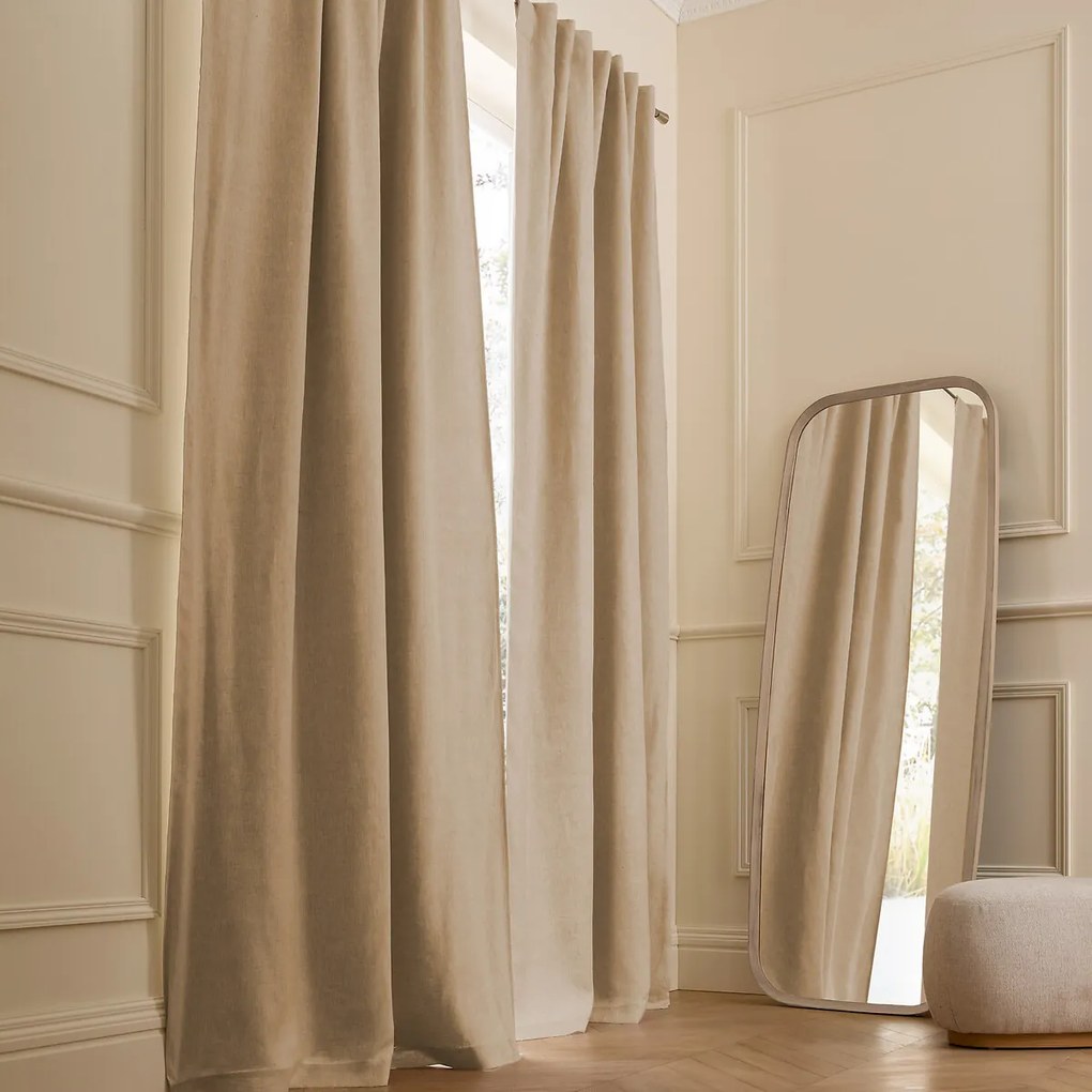 Verduisteringsgordijn van gewassen linnen, verborgen lipjes, Private