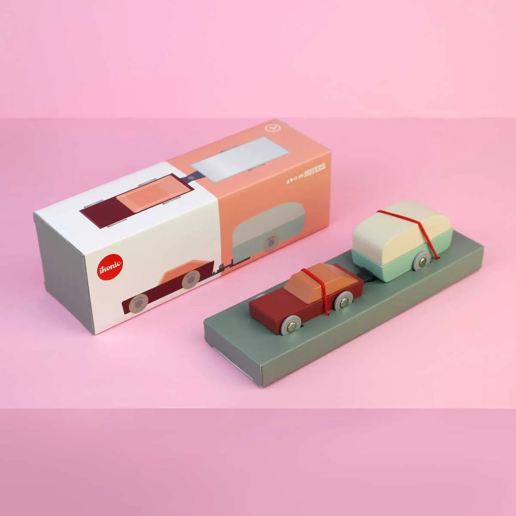 Houten auto met caravan - Duotone Car #8 - Floris Hovers