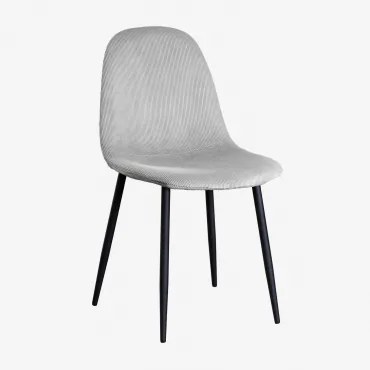 Set Van 4 Glamm Eetkamerstoelen Zwart & Corduroy Nerts Grijs & Corduroy - Sklum