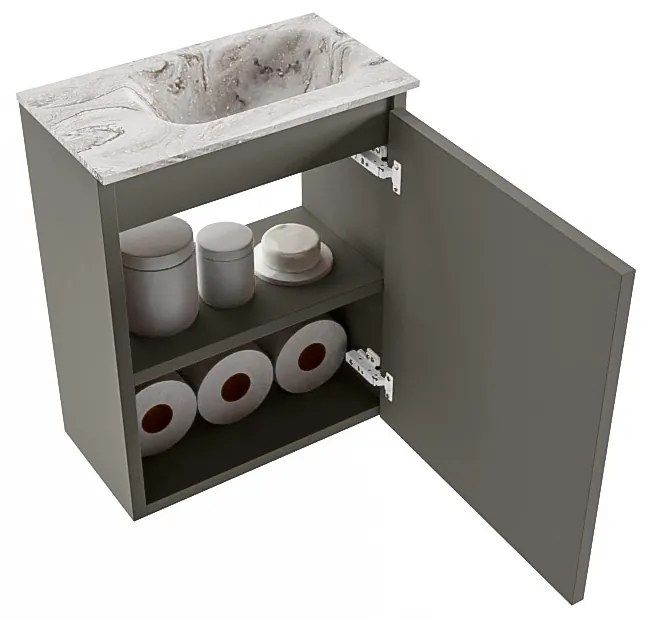 Mondiaz Ture DLux toiletmeubel 40cm smoke met wastafel glace rechts zonder kraangat