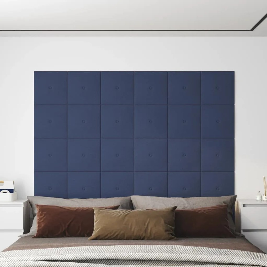 vidaXL Wandpanelen 12 st 1,08 m² 30x30 cm stof blauw