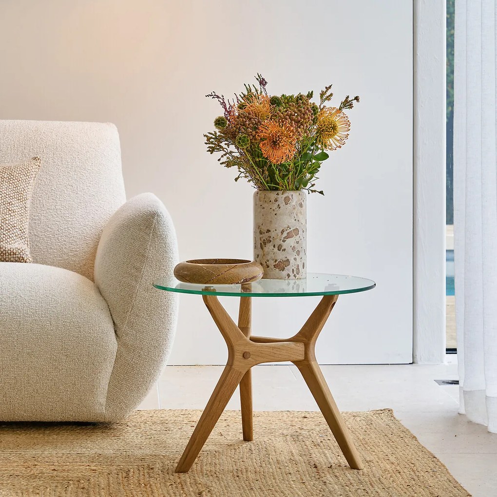 Salontafel in eikenhout Ø50 cm, Maricielo