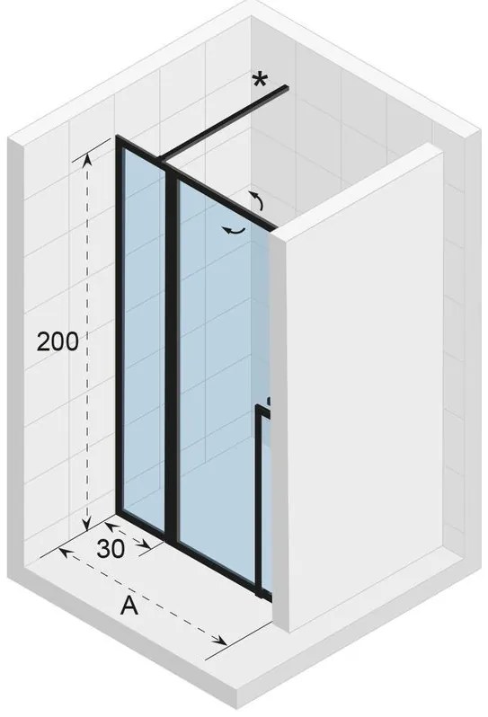 Riho Lucid GD104 douchedeur 120x200cm matzwart